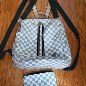 Stylish Checkered Backpack,shoulder with Pouch Heavy Bag Unisex